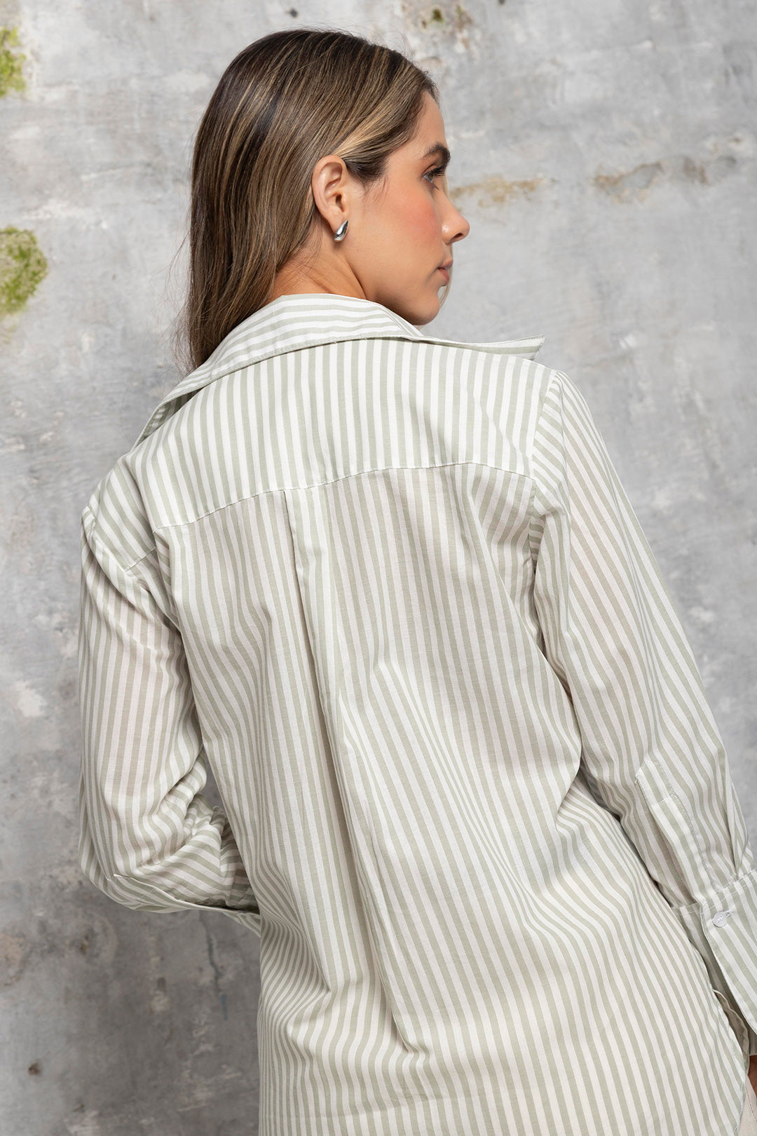 Camisa Amelia Rayas Verde Olivo