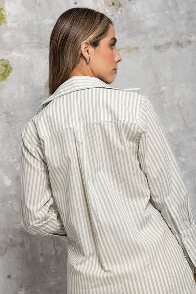 Camisa Amelia Rayas Verde Olivo