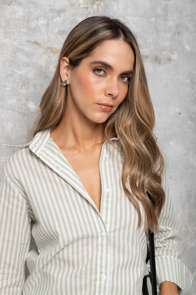 Camisa Amelia Rayas Verde Olivo