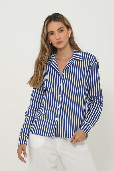 Camisa Alicia Rayas Azul