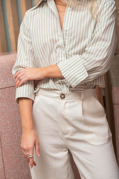 Camisa Amelia Rayas Verde Olivo